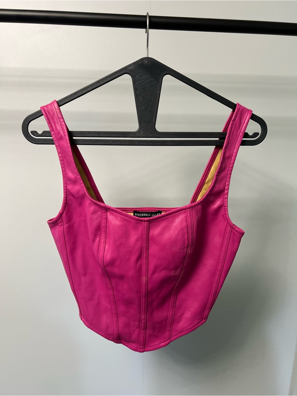Sincerly Jules Hot Pink Faux Leather Corset Tank